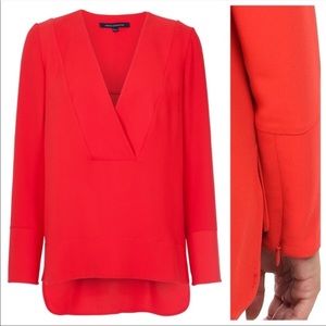 French Connection Arrow Crepe Surplice in Red